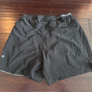 Black Lined Lulu Shorts 5 - 6 Inches